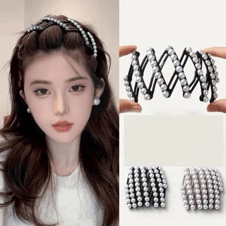 ที่คาดผมประดับมุก พับเก็บได้ แฟชั่นสไตล์เกาหลี มาใหม่