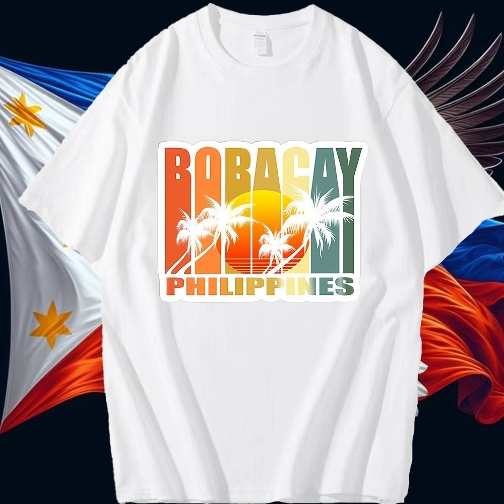 เสื้อยืดพิมพ์ลาย 3D Paraiso Boracay สไตล์ฟิลิปปินส์ สำหรับทั้งชายและหญิง เหมาะสำหรับการท่องเที่ยวและ
