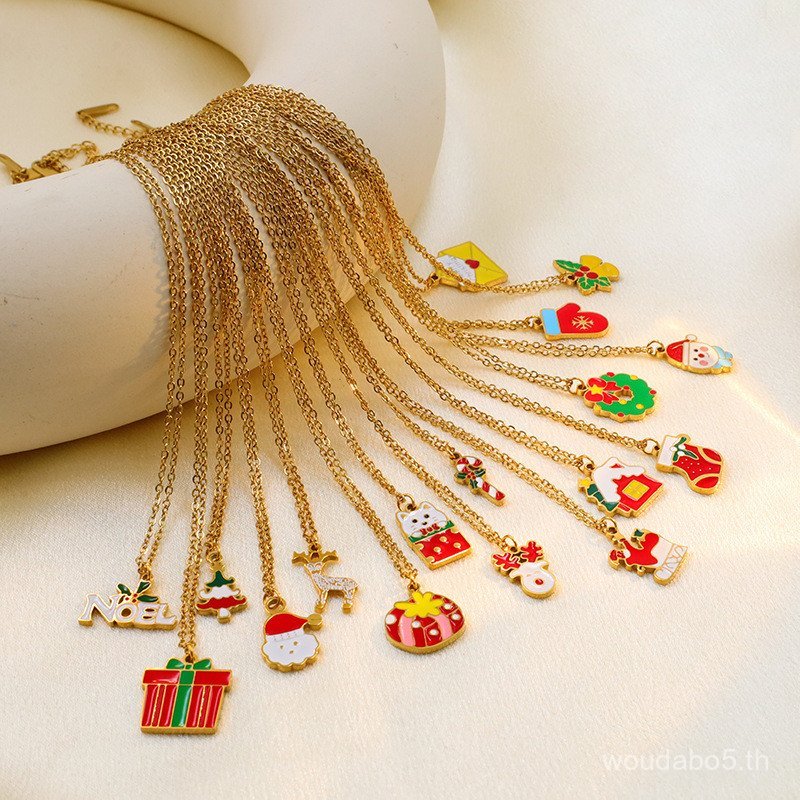 สร้อยคอดีไซน์พิเศษสำหรับวันคริสต์มาสและเทศกาล อุปกรณ์ทำจากเหล็กไทเทเนียม สำหรับผู้หญิง ULP3