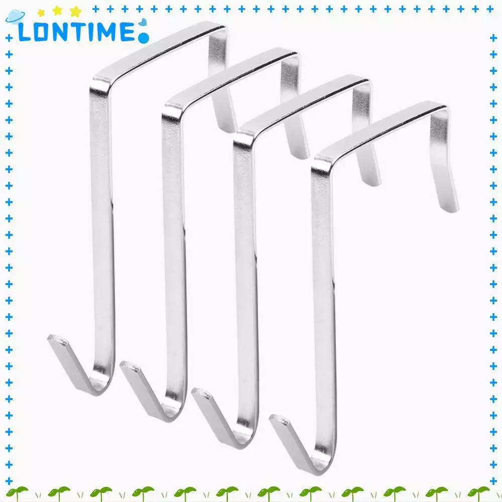 LONTIME 4 ชิ้นตะขอประตูตู้โลหะ Heavy Duty แขวนประตูผ้าเช็ดตัว Rack