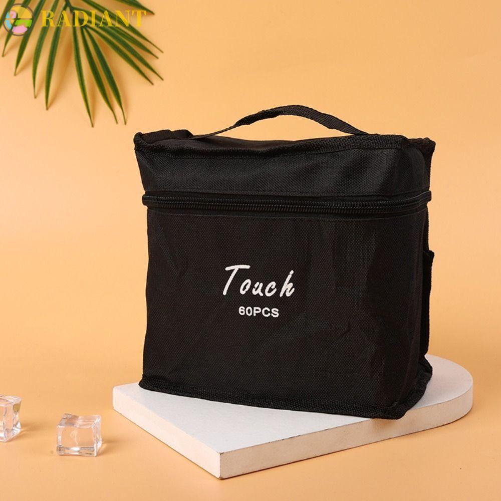 RADIANTF Art Marker Pen Storage Bag, Canvas Square Marker Pen Organizer, Hand-held Zipper Folding Pencil Bag MARKER Pen Pouch Student