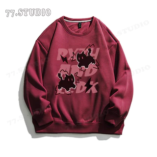COD（พร้อมส่งจากกรุงเทพ） เสื้อกันหนาวแขนยาว เสื้อยืดคอกลมพิมพ์ลาย เสื้อเชิ้ตลำลองทรงหลวมใส่สบาย เทรนด์เกาหลี M-XXXL