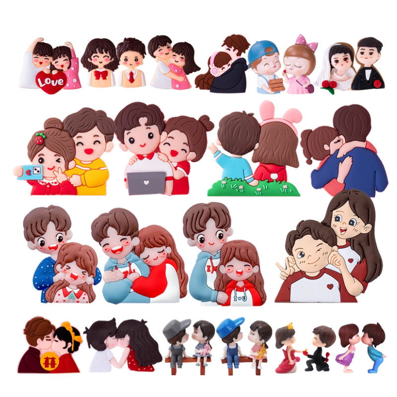 ตกแต่งเค้กวันวาเลนไทน์ข้อเสนอคู่สารภาพตุ๊กตาคนรักการตกแต่งเค้ก
