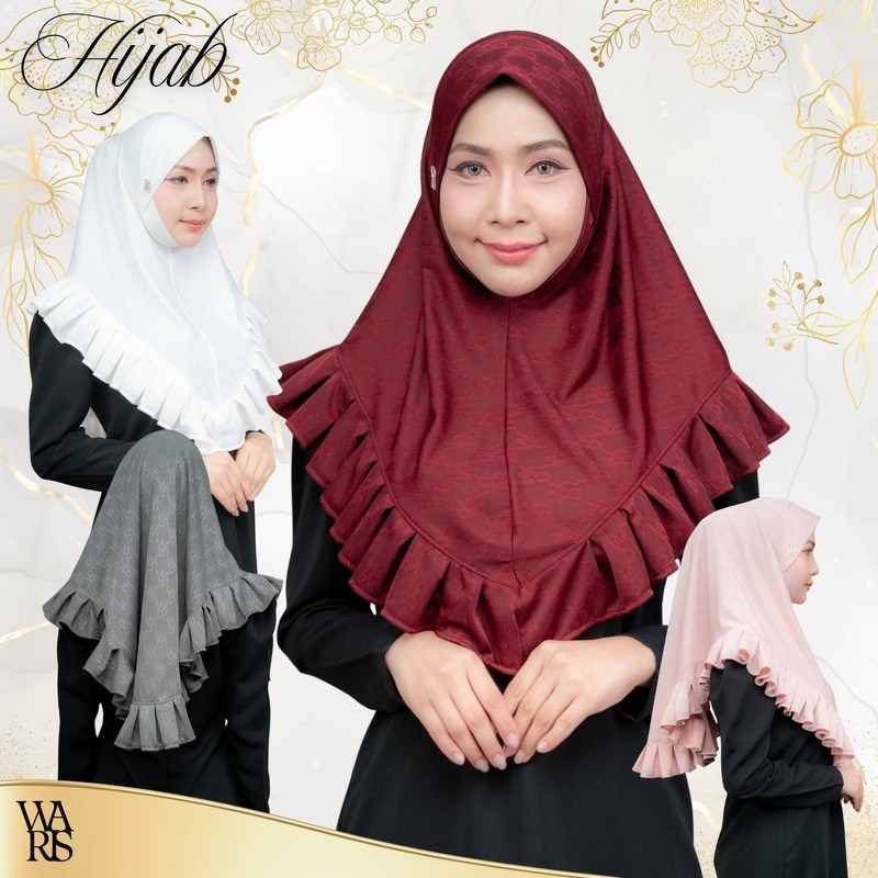 ผ้าคลุมฮิญาบแบบสวมสำเร็จ ดีเทลเรียบๆ ผ้ายืดลาย ใส่ได้ทุกโอกาส ผ้าไม่ร้อน HN40วาร