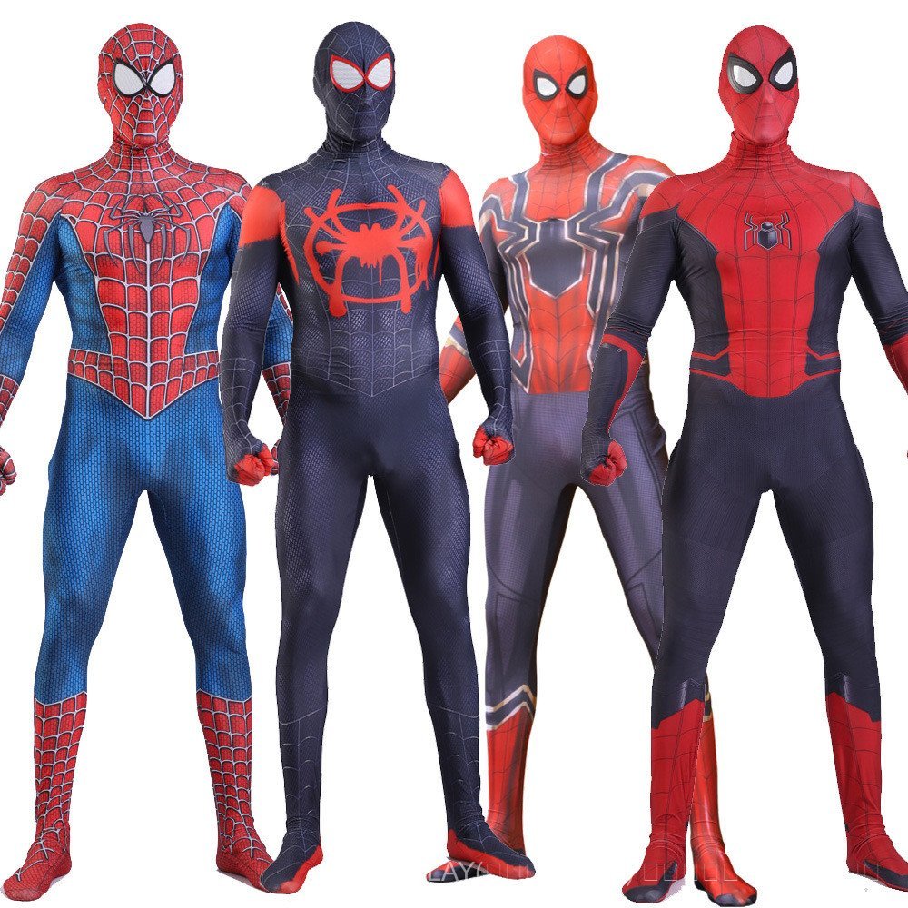 ชุดบอดี้สูท Spiderman สำหรับคอสเพลย์และเล่นเกม PS4 ขนาดผู้ใหญ่และเด็ก 2 ชิ้น