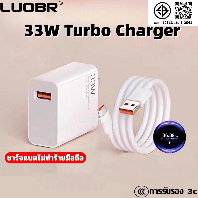 33W Fast Charger Kit Type-C Charger 6A Turbo Charger Year Warranty