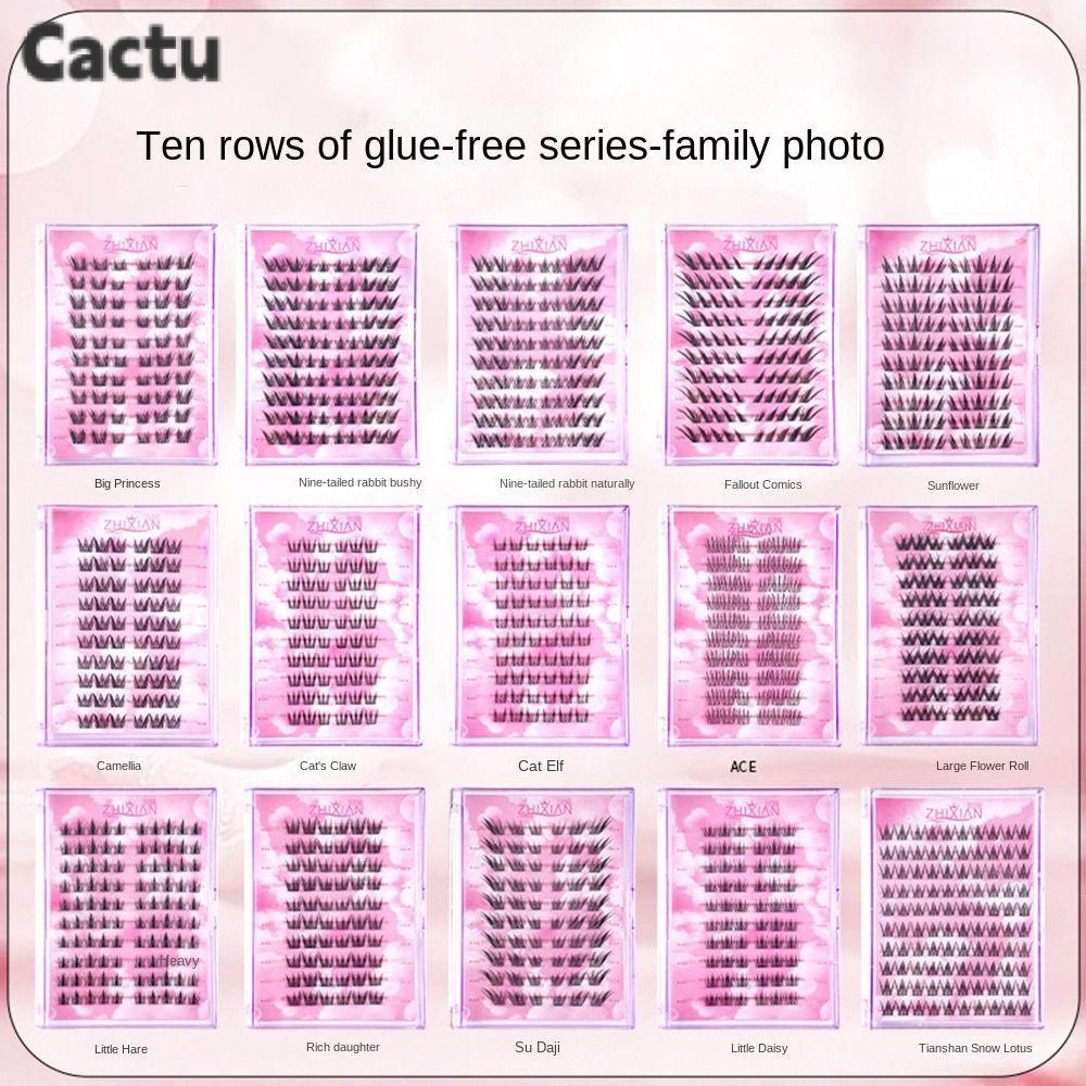 CACTU Segmented ขนตาปลอม,อะนิเมะคอสเพลย์แถบกาว Manga Lashes, แฟชั่น Handmade หลายสไตล์ DIY ขนตาปลอมผู้ชาย