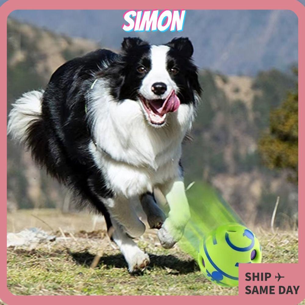 SIMON Wobble Wag Giggle Ball, ของเล่นสุนัขม้วนตลก, Pet Squeakers ปลอดสารพิษ ไม่ต้องใช้แบตเตอรี่ Chew