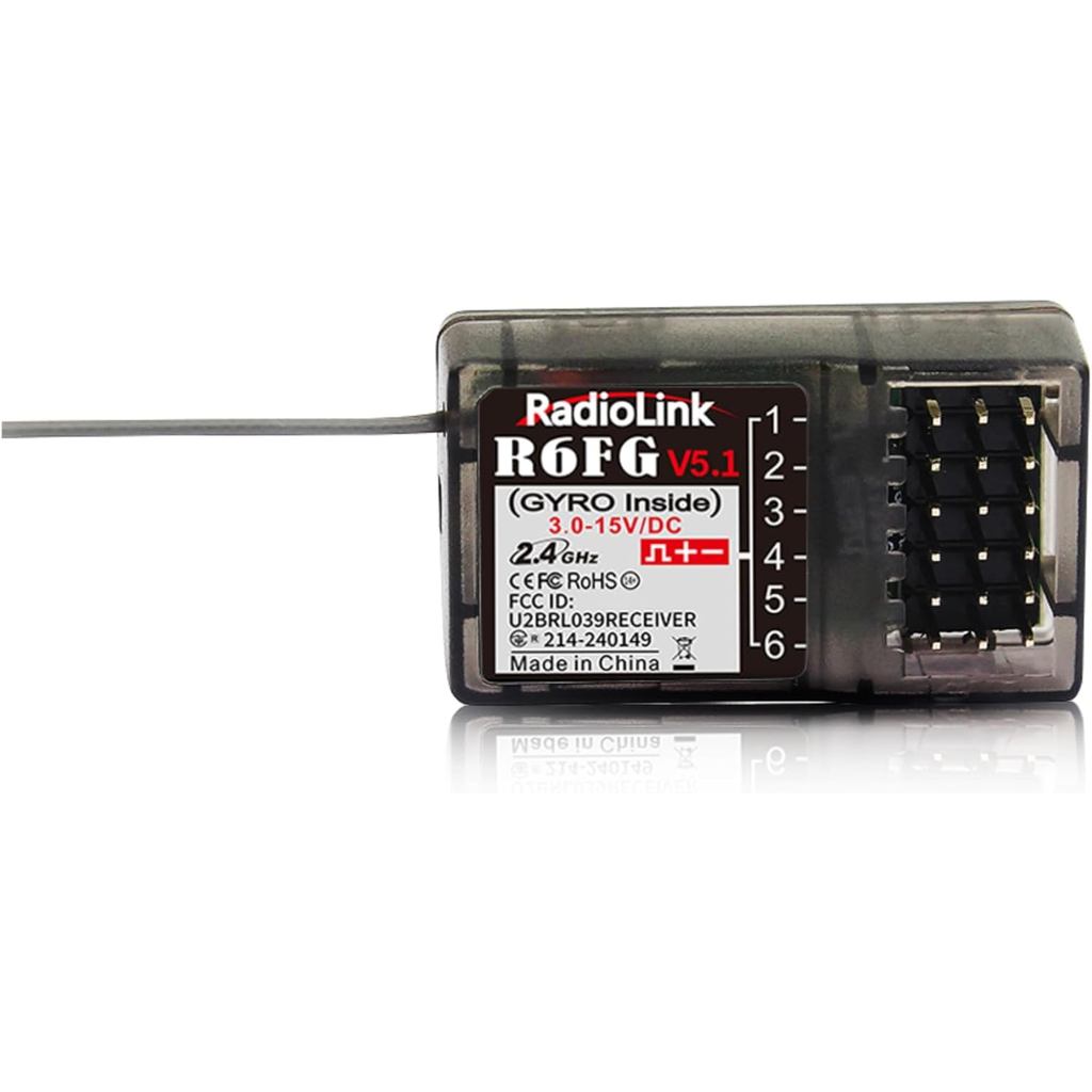 Radiolink R6FG 6 ช่อง 2.4GHz RC Receiver พร้อม Gyro, พื้นผิวระยะยาวควบคุม RX สําหรับรถ Drifting/Craw