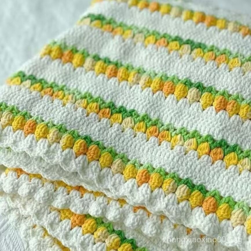 SG Gradient Tulip Blanket Bouquet Crochet Blanket diy Bag Crochet Knitting Wool Handmade Creative Ma