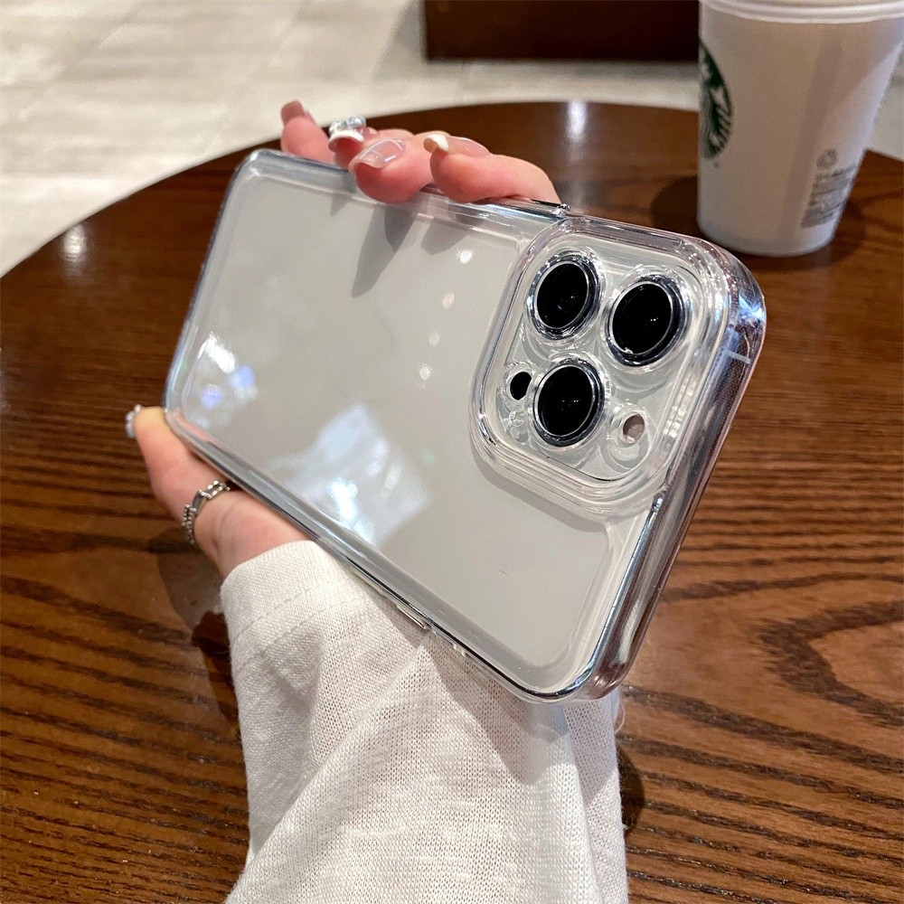 JA3 หรูหรากันกระแทกเคสใสสําหรับ iPhone 14 13 12 11 Pro Max X XR XS Max 7 8 Plus Soft Clear เลนส์กล้อ