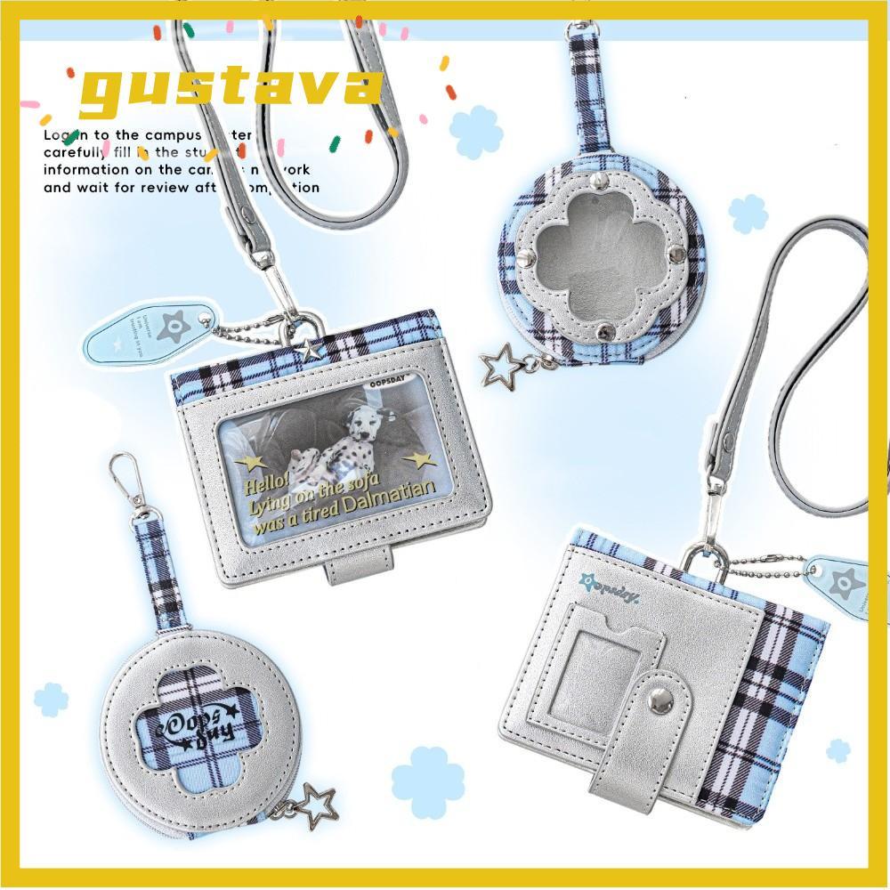 GUSTAVA Zero Wallet, กระเป๋าการ์ดอเนกประสงค์แบบพกพา, กระเป๋าเก็บ ID ลายสก๊อตลําลอง