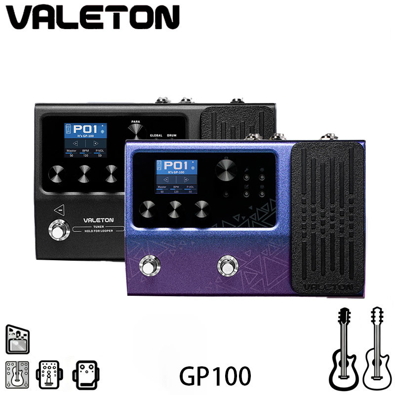 Valeton GP100 กีตาร์ไฟฟ้า Multi-effects โปรเซสเซอร์เบสอะคูสติกกีตาร์กลองเครื่องรองรับ Soundcard Wans