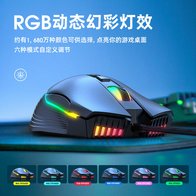 ONIKUMA cw905 เมาส์สําหรับเล่นเกมแบบมีสายProfessional RGB Luminousคอมพิวเตอร์ตั้งโต๊ะโน้ตบุ๊คโดยเฉพา