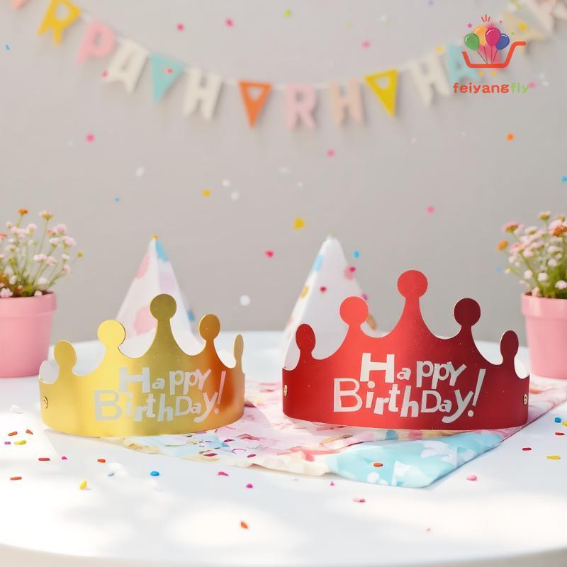 [OB] 25PCS Creative Happy Birthday หมวกมงกุฎหมวก DIY Handmade Party Decor Photo Prop สําหรับผู้ใหญ่เ