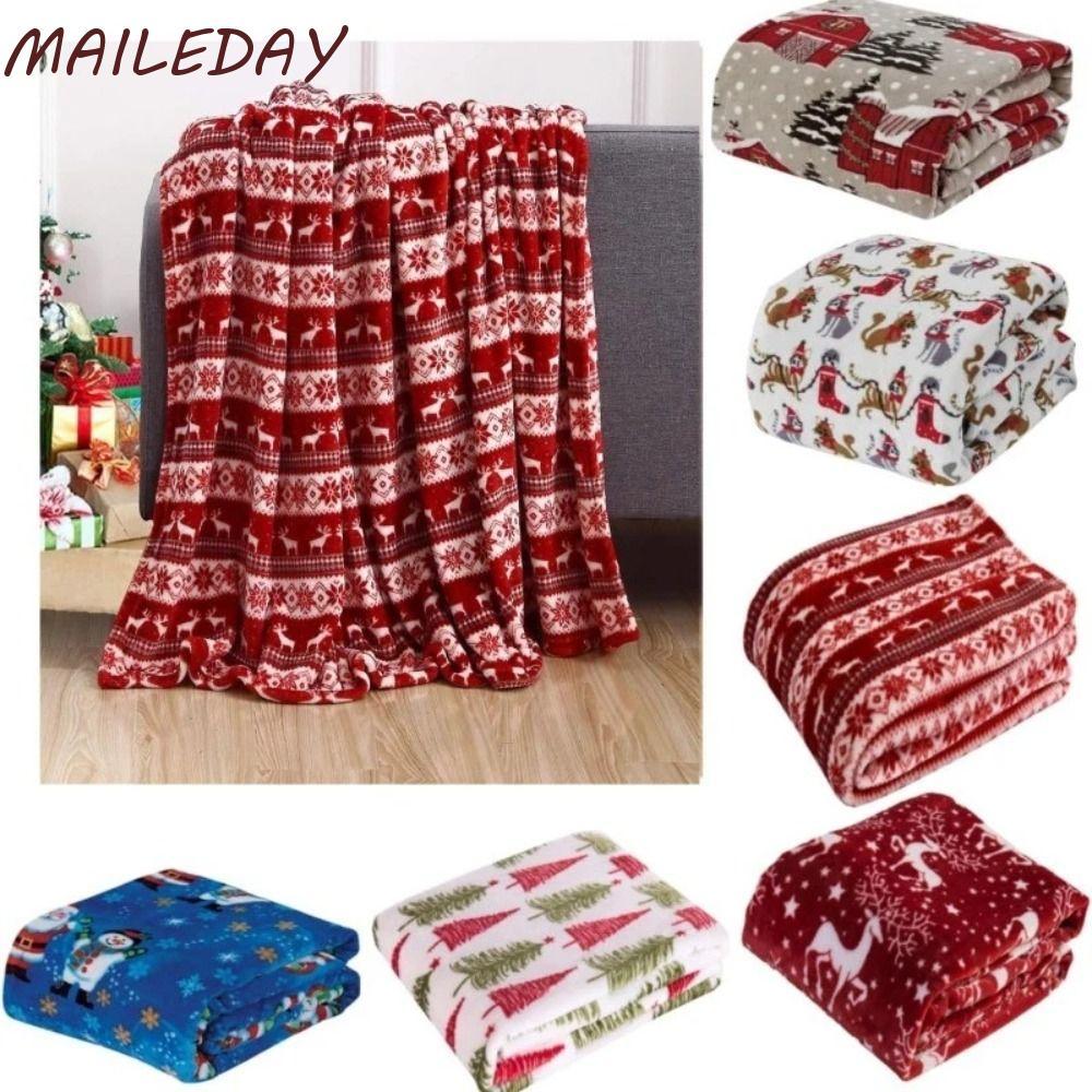 ผ้าห่มฟล่านซ์ MAILE Cosy Snuggle ลายหิมะ สไตล์คริสต์มาส สำหรับใช้บนเตียงและโซฟาในออฟฟิศ
