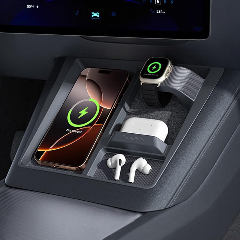 JINKEY ถาดจัดคอนโซลกลางรถยนต์สําหรับ Tesla รุ่น Y/3 Highland 2024 20253-in-1 Organizer Mount สําหรับ