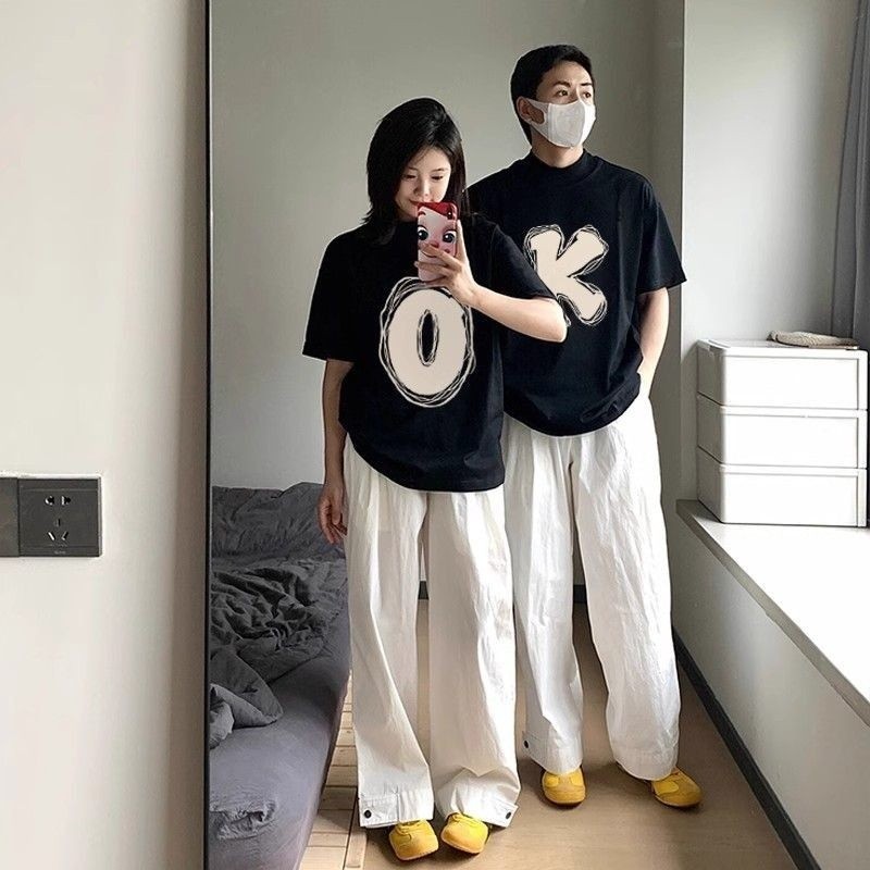 [ชิ้นเดียว]OK Sen情装夏装短款2025新款高级感棉小众disoo夏季เสื้อยืด女[ชุดสองชิ้น]OK Couples Summer Short-end Feel2