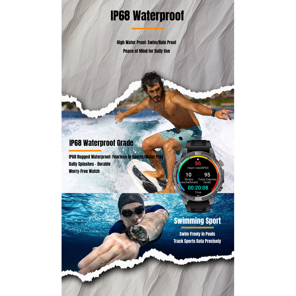 ใหม่ทหารตําแหน่ง GPS SmartWatch ผู้ชาย Run RIDE ฟิตเนสไฟฉาย LED เข็มทิศ Tracker 3ATM IP68 กันน้ํา BT call กีฬานาฬิกา - รูปที่ 3