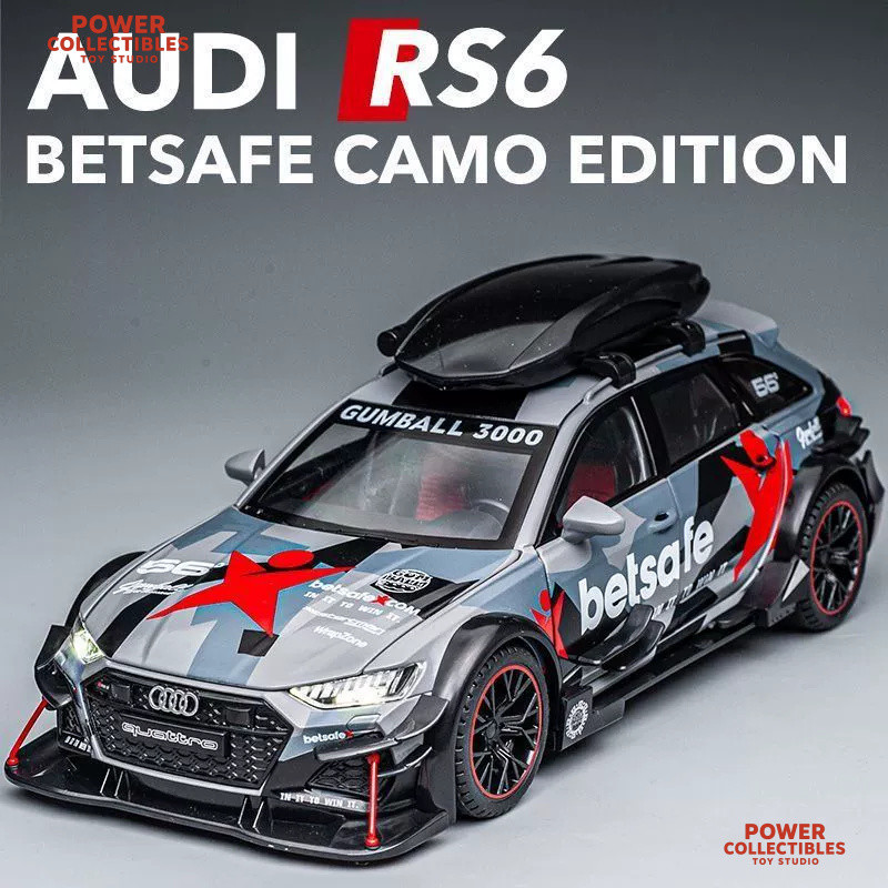Audi RS6 Betsafe Camo Edition โมเดลรถอัลลอย - รถเหล็ก Gumball 3000 Race Car Replica, ของเล่นสะสมสําห