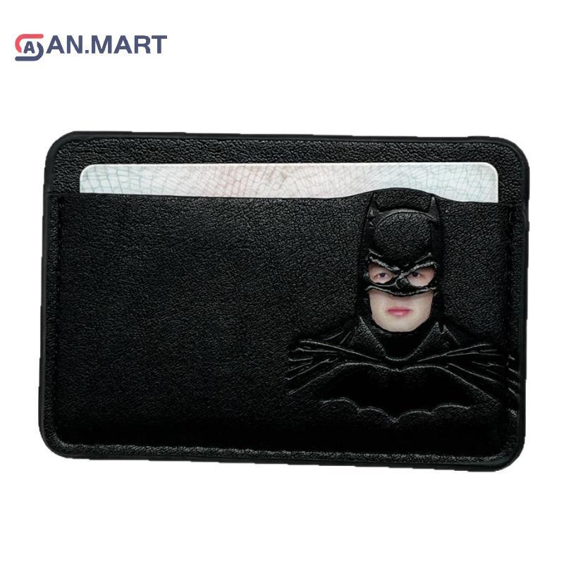 AN.MART Bat ID Wallet Slim Leather Card Holder Case Wallet With Hero Mask Creative Anniversary Birth
