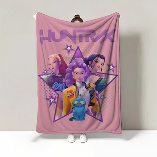 Demon Pop Hunters Velveteen Plush ผ้าห่มขนหนูเนื้อนุ่ม ของขวัญคริสต์มาสน่ารักสำหรับคนที่ชอบอนิเมะแนวเกาหลีแฟนตาซี
