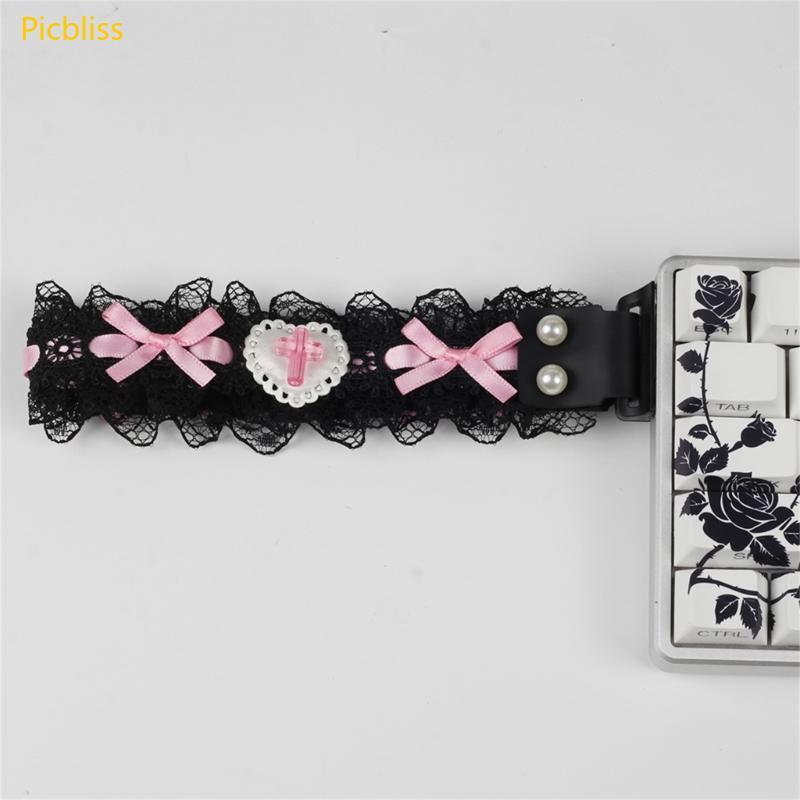 Picbliss สายรัดตกแต่งสายรัดลูกไม้ไนลอนสําหรับคีย์บอร์ดเชิงกลสําหรับเล่นเกม 60 ATK68