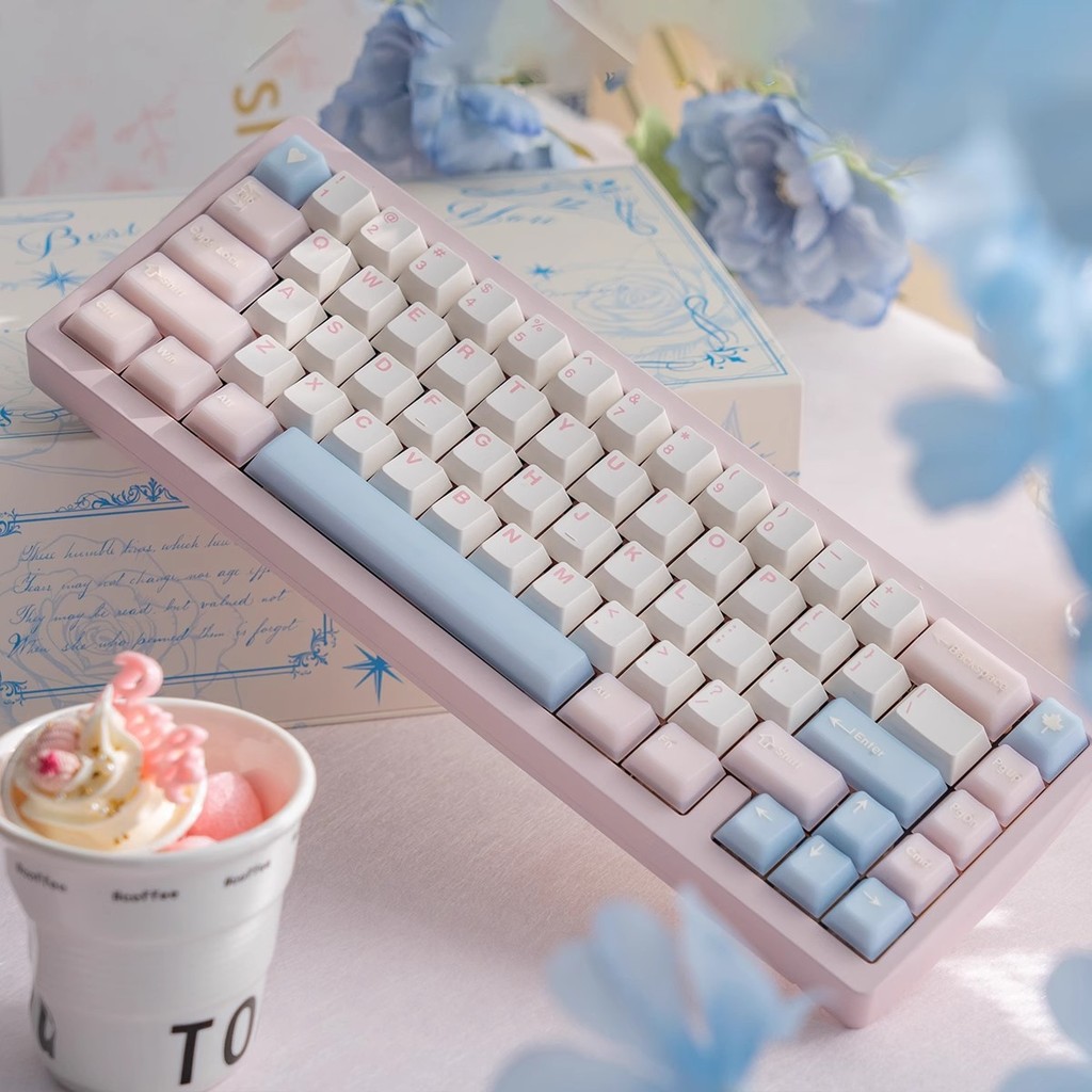สีขาวพีชชาอูหลงกึ่งโปร่งใส Doubleshot Keycaps สําหรับคีย์บอร์ดแบบกลไก - PBT + PC Cherry Profile