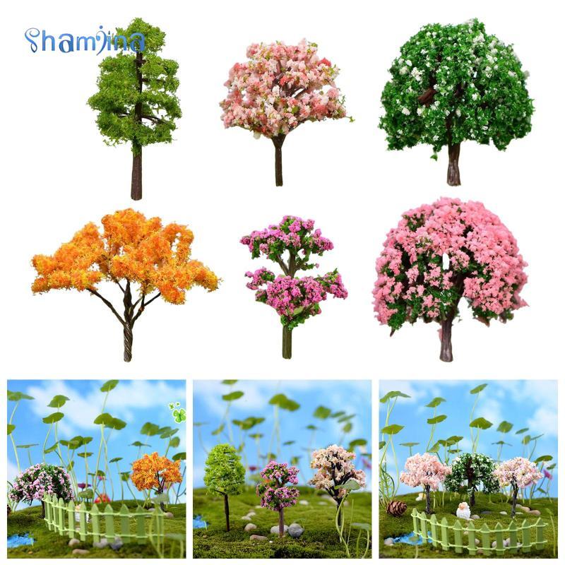 [Shamjina] 6 ชิ้น Miniature Christmas Tree Decor Micro Landscape Decor สําหรับ Diorama DIY หัตถกรรมอาคารรุ่น Fairy Garden ทิวทัศน์รถไฟ