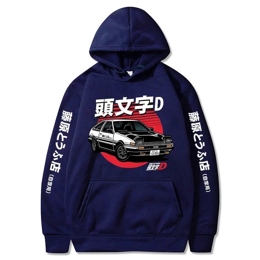 Redsuns การ์ตูน Gothic เสื้อ Anime Initial D Hoodie สําหรับชาย AE86 ตลก