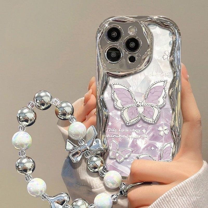 ภาพวาดเคสโทรศัพท์ผีเสื้อออกแบบประณีตเข้ากันได้กับiPhone13, 17, 15, 12, 11, 16, 14, 16Plus, 15Plus, 1