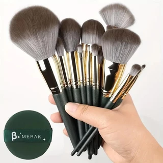[กรุงเทพฯ ได้ส่งแล้ว]แปรงแต่งหน้า 14 ชิ้น Professional Brush Set Green Soft Powder Foundation Face Eye Brow Shadow