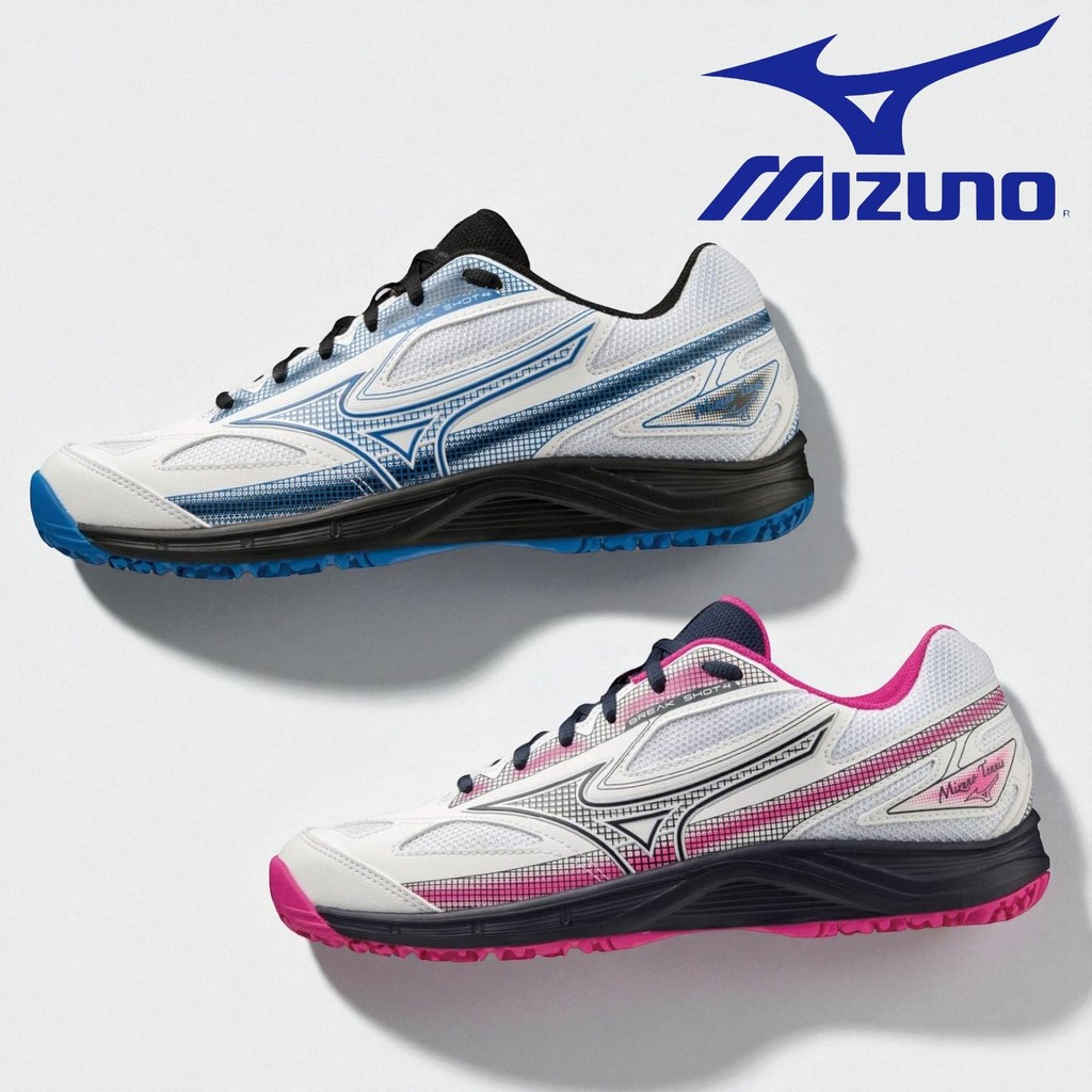 Mizuno Breakshot 4 OC Tennis Shoes - White/Blue/Black - Various Sizes - 2E Width