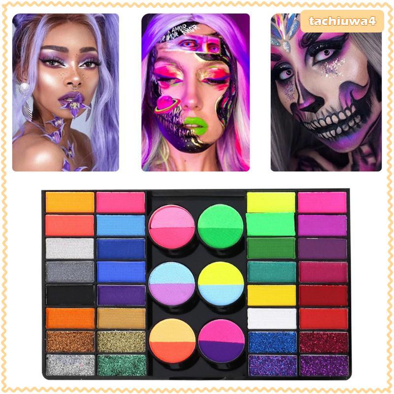 [Tachiuwa] Face Body Paint Paint Paint Paint Painting Palette ผู้ใหญ่สําหรับฮาโลวีนเครื่องแต่งกายเทศ