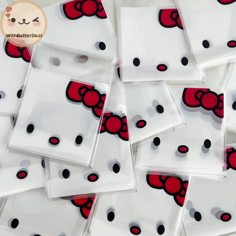 BETTER 100 ชิ้น Sanrioed Hello Kitty พิมพ์กระเป๋า Ziplock Star Card บรรจุ Self-Sealing ถุงเก็บการ์ตูนทิ้ง Candy Sealable กระเป๋า TH