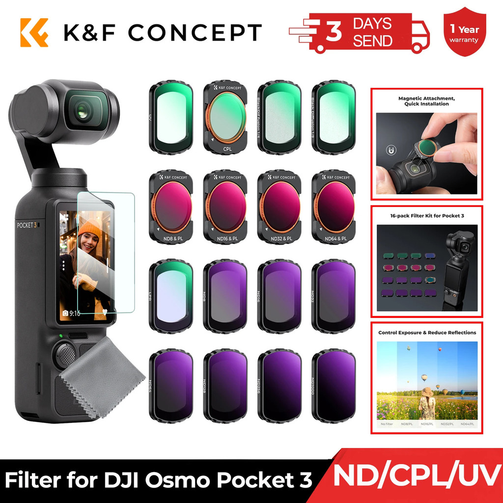K & f Concept Sport Effect Filter สําหรับ Dji Osmo Pocket 3 Uv Cpl Nd/pl Black Mist 1/2 1/4 1/8 Lpr 