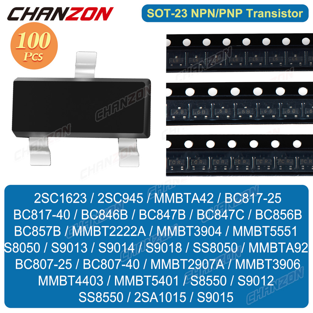 100Pcs Mmbt3904 S8050 S8550 Bc817 Ss8550 2Sa1015 Bc847 Ss8050 C945 S9014 Bc807 S9018 Mmbt2222A S9013