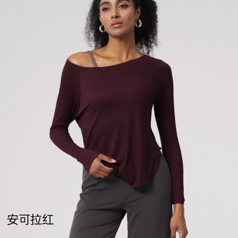 Autumn and Winter round Neck Slim-Fit Tops Bottoming Shirt Long Sleeve Yoga Wear Blouse Personality 