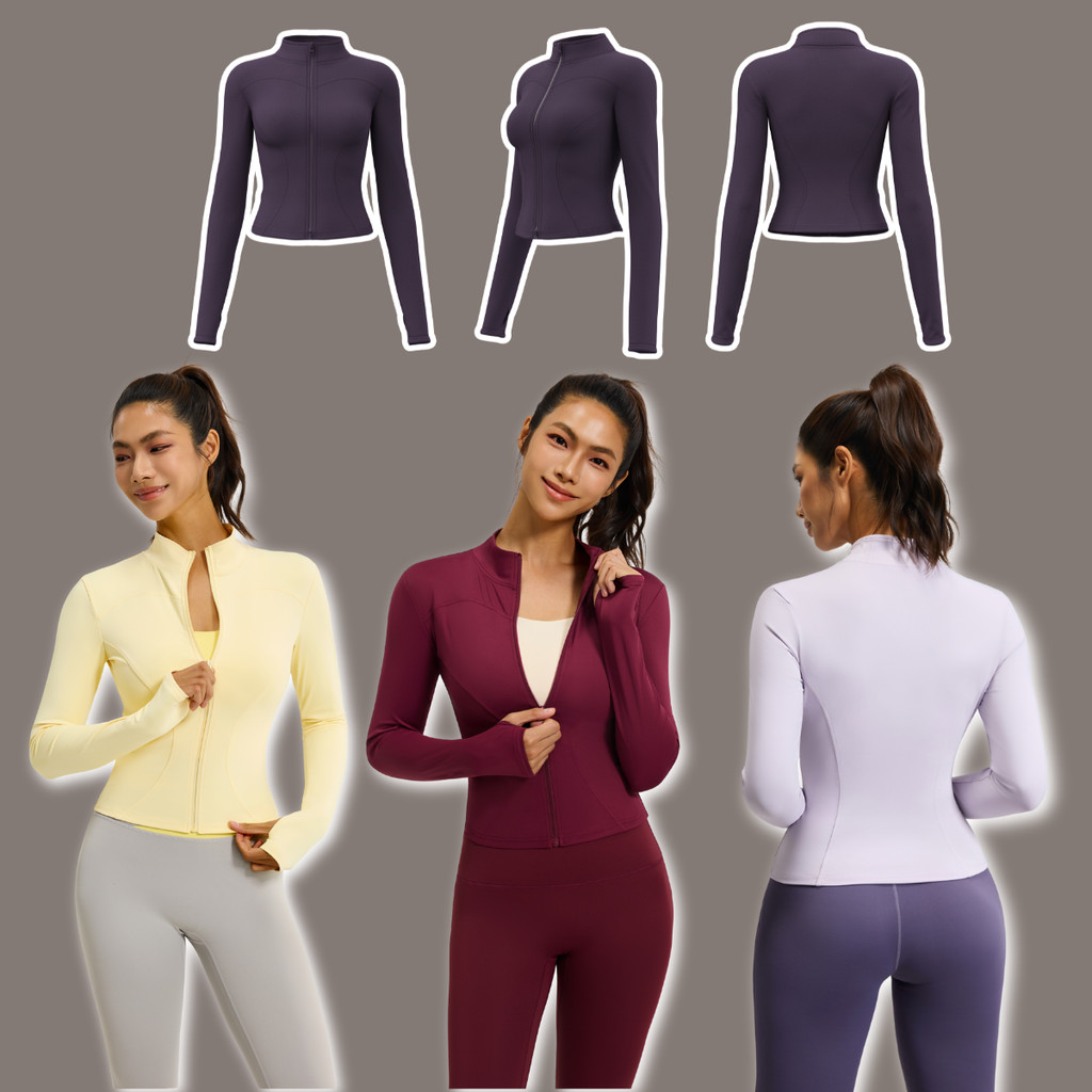 Yoga jacket เสื้อแจ็คเกตออกกำลังกายกันยูวี แขนยาว ทรงสลิม 18 สี S-3XL ผู้หญิง | UV Protection Sport Jacket