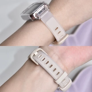 สายซิลิโคนสําหรับ Huawei Band 11/11pro/10/9/8/7/6/6pro แฟชั่นสําหรับ Honor band 10 9 7 6 โปร่งแสง Two-tone สร้อยข้อมือสายรัดข้อมือ