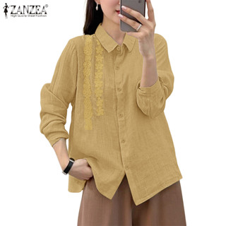 ZANZEA บลูซารองแขนยาวสำหรับผู้หญิง ออกแบบสไตล์เกาหลี มีการตก…