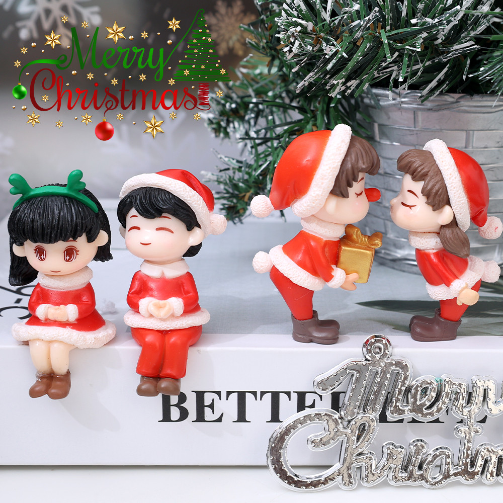 มนุษย์หิมะขนาดเล็กคนรักเครื่องประดับภูมิทัศน์นางฟ้า- ทําเอง มินิคริสต์มาสคู่ตุ๊กตาตุ๊กตาตกแต่งสวนบ้าน