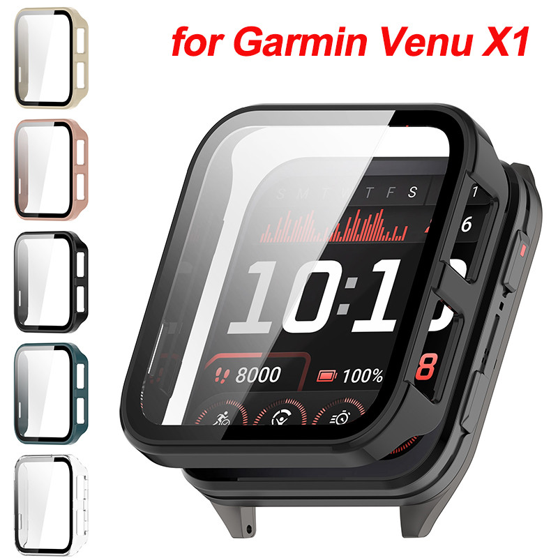 ฟิล์มกระจก+เคสพีซีสําหรับฝาครอบป้องกัน Garmin Venu X1 + ตัวป้องกันหน้าจอ