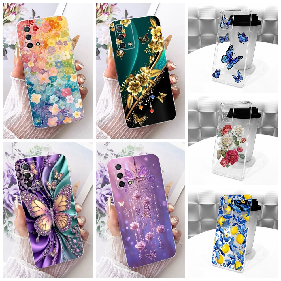 Clear Cover Oppo A95 4G Case CPH2365 แมวน่ารักแฟชั่นผีเสื้อตลก 2D ทาสีปลอก CHP2365