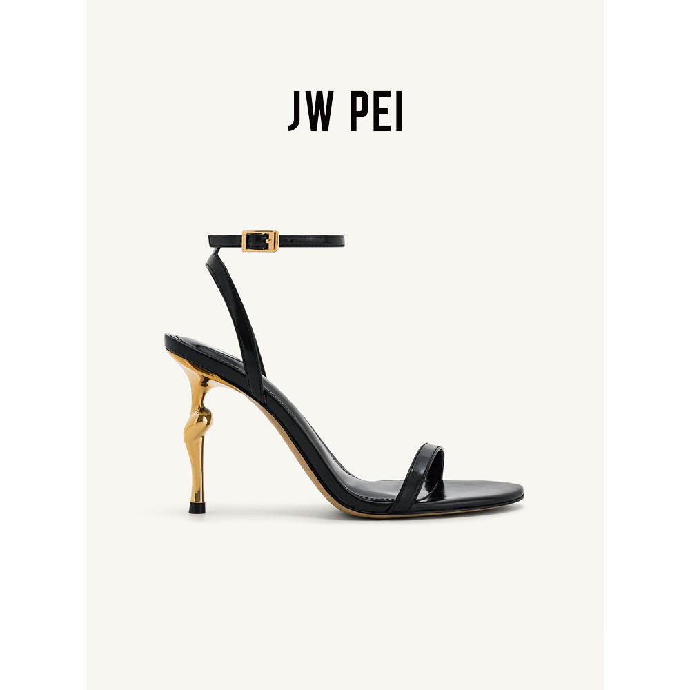 JW PEI Flat Strap Alivia Metallic Heel Strap รองเท้าแตะส้นสูง 1SDS27