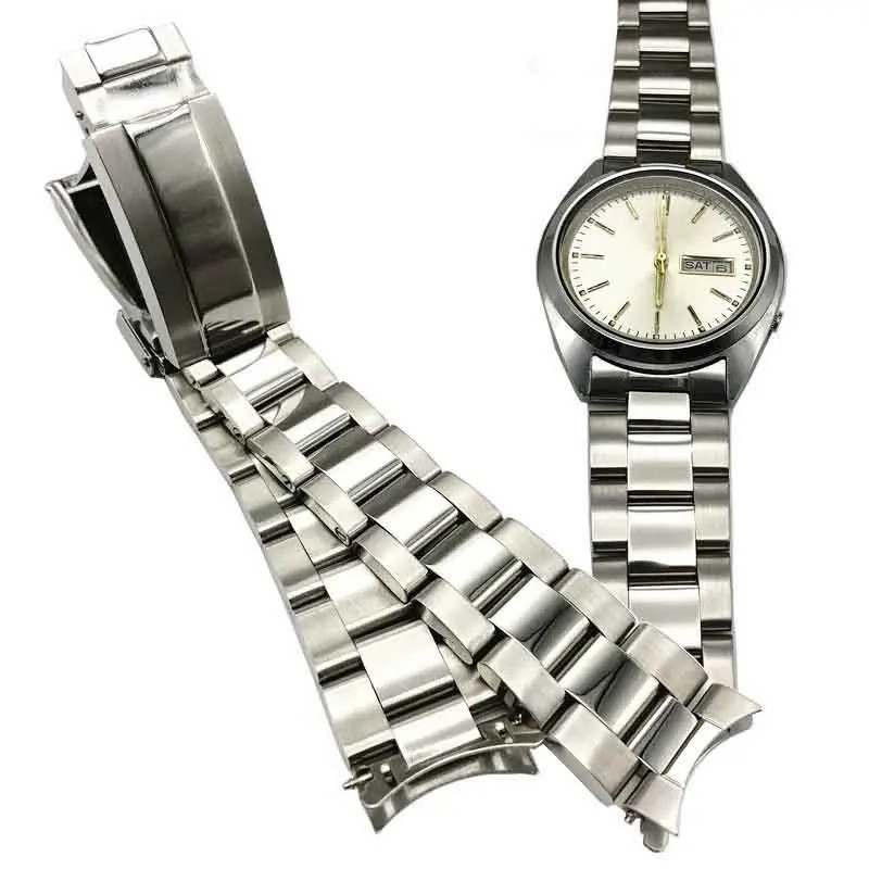 Original-นาฬิกา 904 สแตนเลสสตีลเงิน Oyster สไตล์สร้อยข้อมือ 19 มม.สําหรับ SEIKO 5 (SNXS73 75 77 79 8