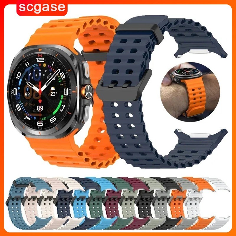 Marine Band สําหรับ Samsung Galaxy Watch 9 Ultra Strap 47 มม.กีฬาสร้อยข้อมือซิลิโคน correa Galaxy Watch 7 ultra สายคล้อง 47 มม.