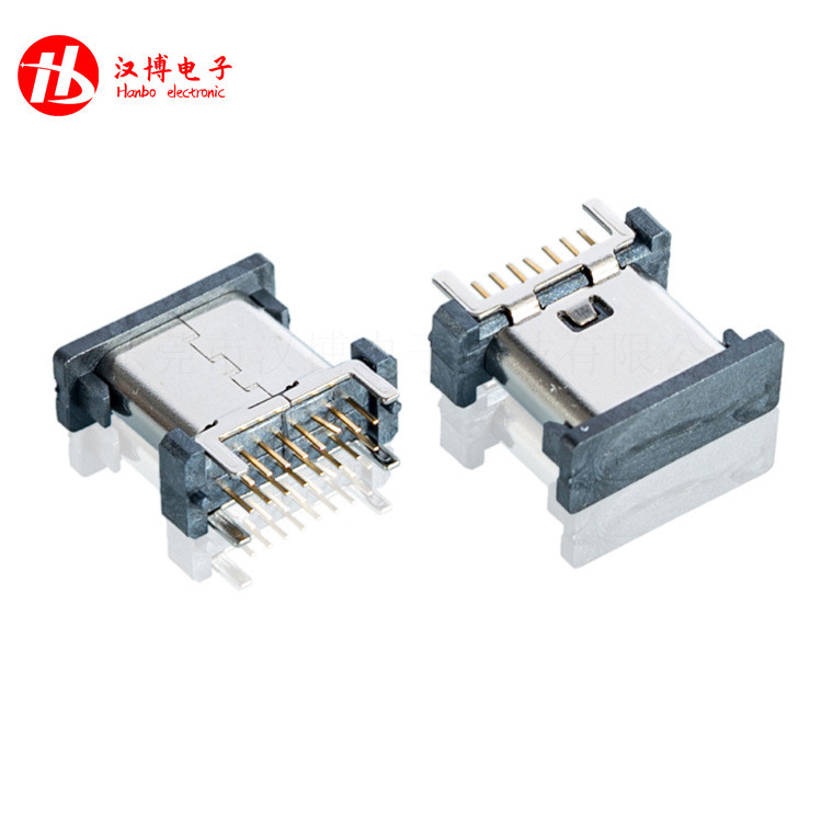 ขั้วต่อ USB3.1 TYPE-C 16P แนวตั้ง In-Line H = 8.8-17.5 TYPE-C บอร์ดซ็อกเก็ตหญิงด้านบน 4CHH