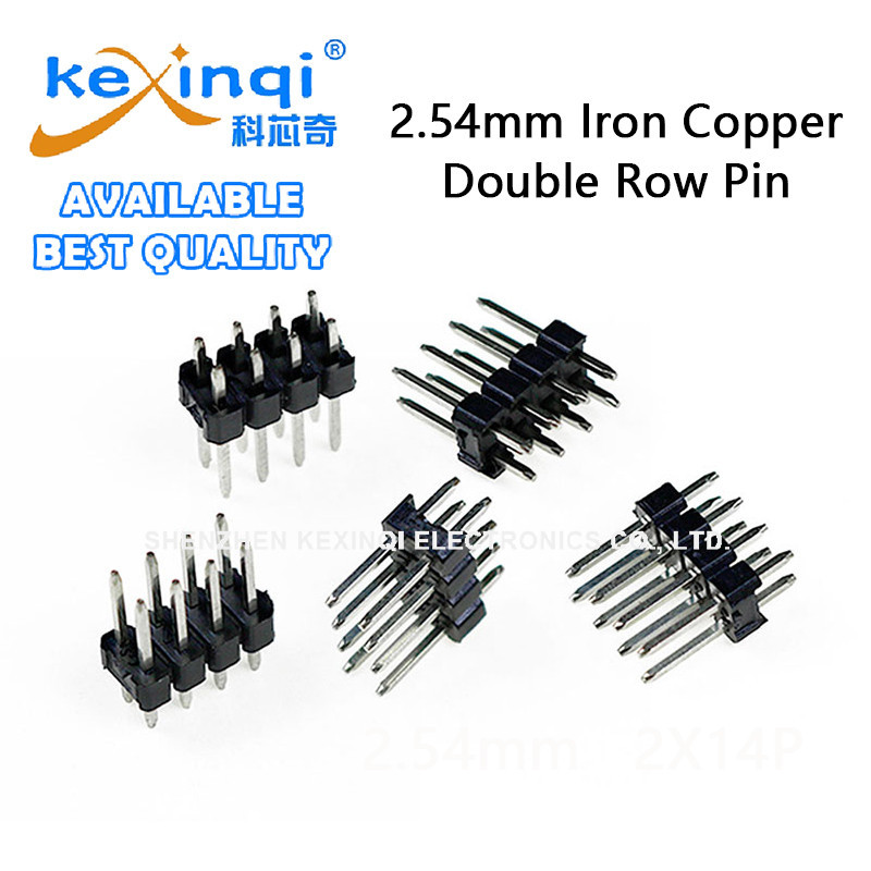 (10 ชิ้น) 2.54 มม.เหล็กทองแดง Header คู่แถว Pin 2.54 มม.2 * 2P 3P 4P 5P 6P 7P 8P 10P 11P 12P 13P 15P