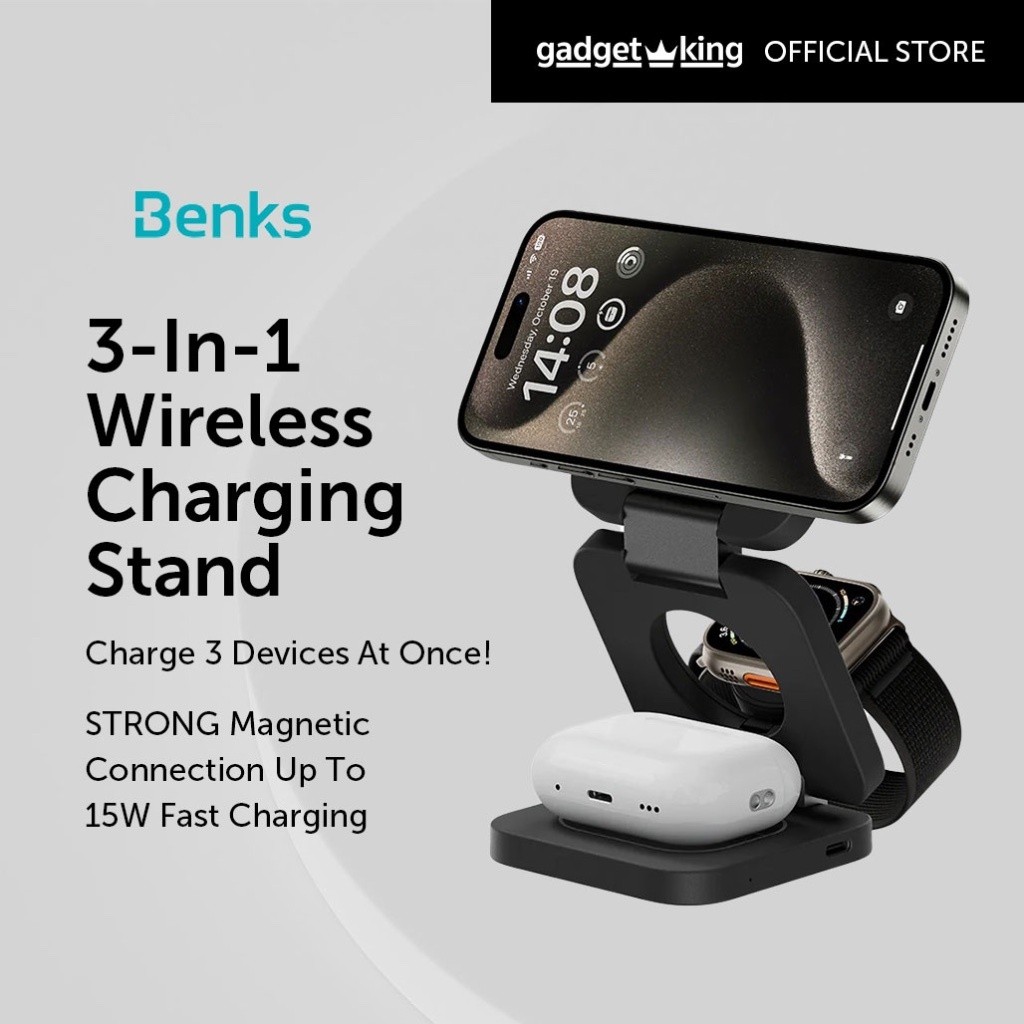 [Benks] แท่นชาร์จแบบพับได้ JuicePod 3in1 สําหรับ iPhones Airpods และ Apple Watch